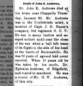 Obituary for John K. Andrews