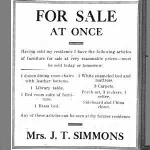 J.T. Simmons--Sale (March 8, 1918)