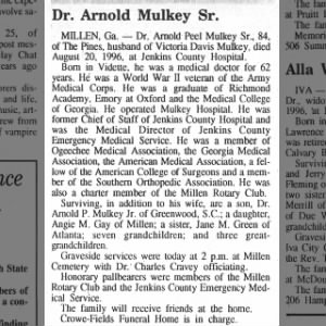 Obituary for Arnold Peel Mulkey Sr.
